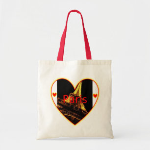 Bolsa Tote Sacola Econômica Torre Eiffel Coração de Paris