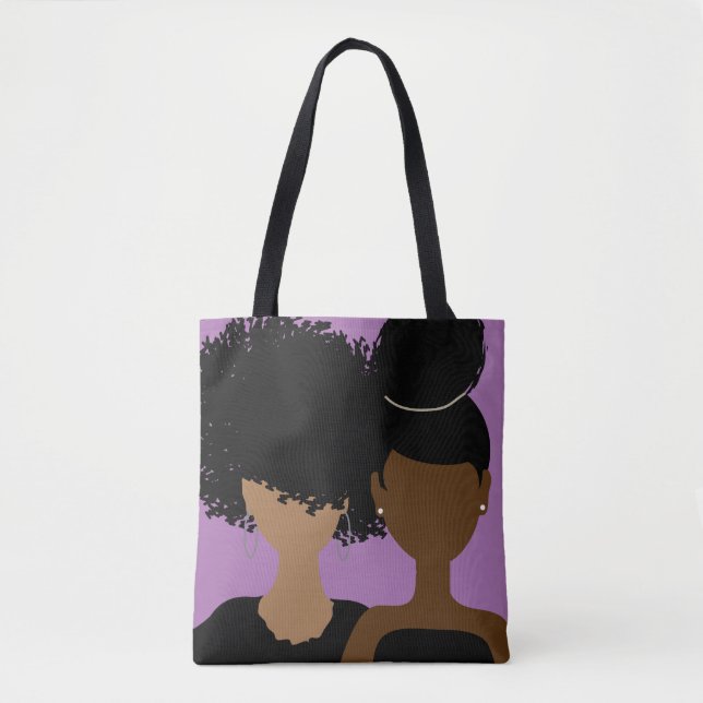 Bolsa Tote Sacola encaracolado das IRMÃS da menina (Frente)