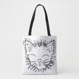 Bolsa Tote Sacola engraçada do desenho do gato