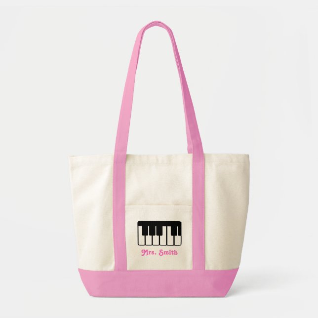 Bolsa Tote Sacola feita sob encomenda da música do piano (Frente)