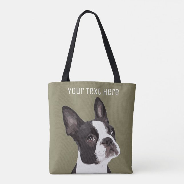 Bolsa Tote Sacola feita sob encomenda de Boston Terrier (Verso)