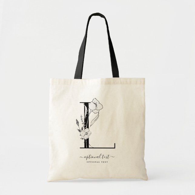 Bolsa Tote Sacola feita sob encomenda floral do monograma - (Frente)