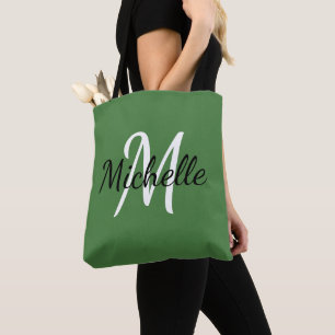 Bolsa Tote Sacola feita sob encomenda verde & branca do