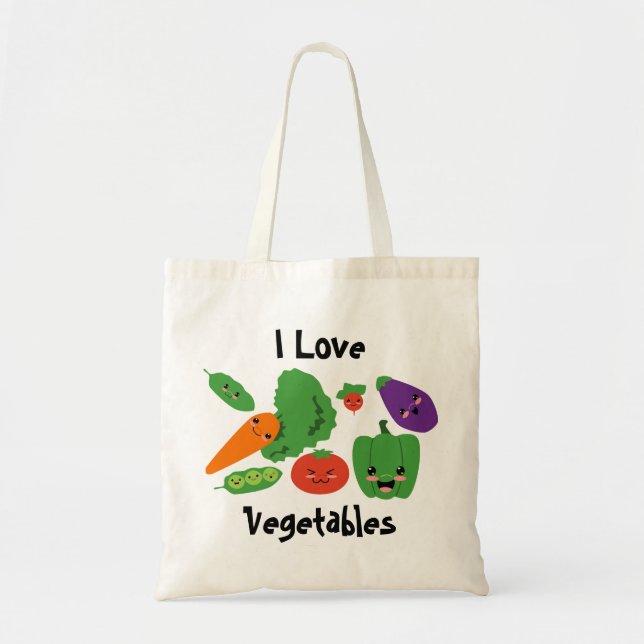 Bolsa Tote Sacola feliz dos vegetais (Frente)
