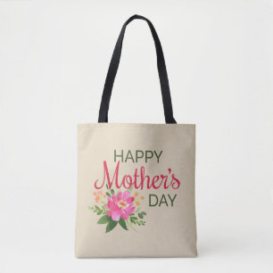 Bolsa Tote Sacola feliz floral elegante do dia das mães  