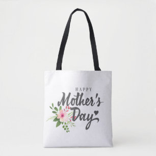 Bolsa Tote Sacola feliz floral elegante do dia das mães  