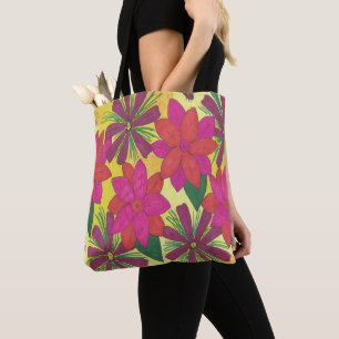 Bolsa Tote Sacola floral boémia cor-de-rosa do jardim