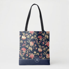 Bolsa Tote Sacola floral bonita do monograma | do chá
