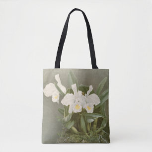 Bolsa Tote Sacola floral da arte da orquídea do White