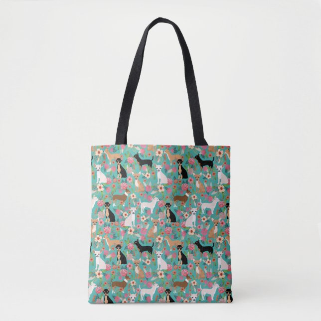 Bolsa Tote Sacola floral da chihuahua - flores da chihuahua (Frente)