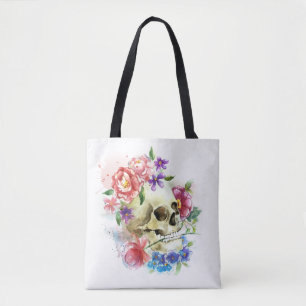 Bolsa Tote Sacola floral de Crânio Diâmetro de los Muertos  