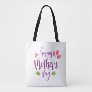 Bolsa Tote Sacola floral do dia das mães feliz simples  