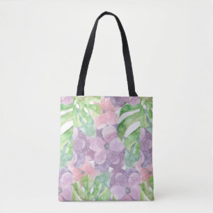 Bolsa Tote Sacola floral do impressão da aguarela toda sobre
