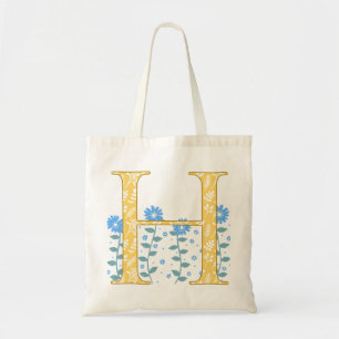 Bolsa Tote Sacola floral do monograma de "H"