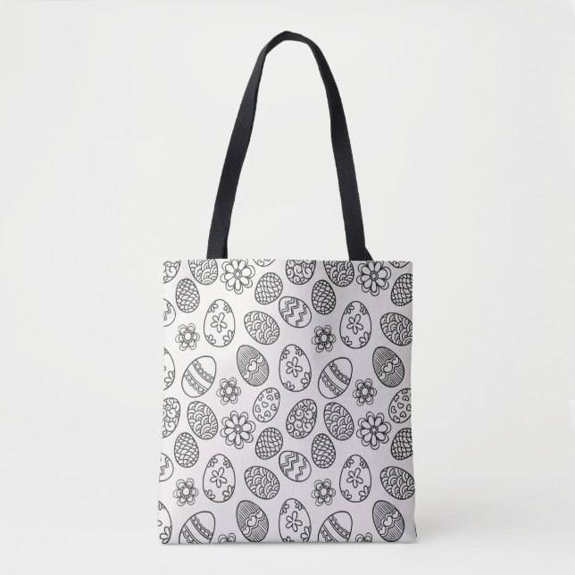 Bolsa Tote Sacola floral do teste padrão | dos ovos da páscoa (Frente)