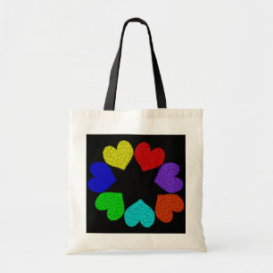 Bolsa Tote Sacola floral dos corações do amor do arco-íris