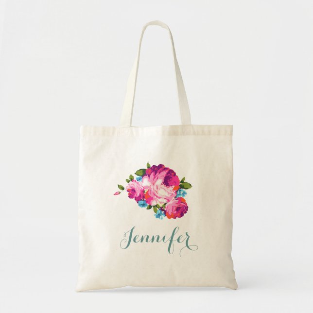 Bolsa Tote Sacola floral personalizada (Frente)