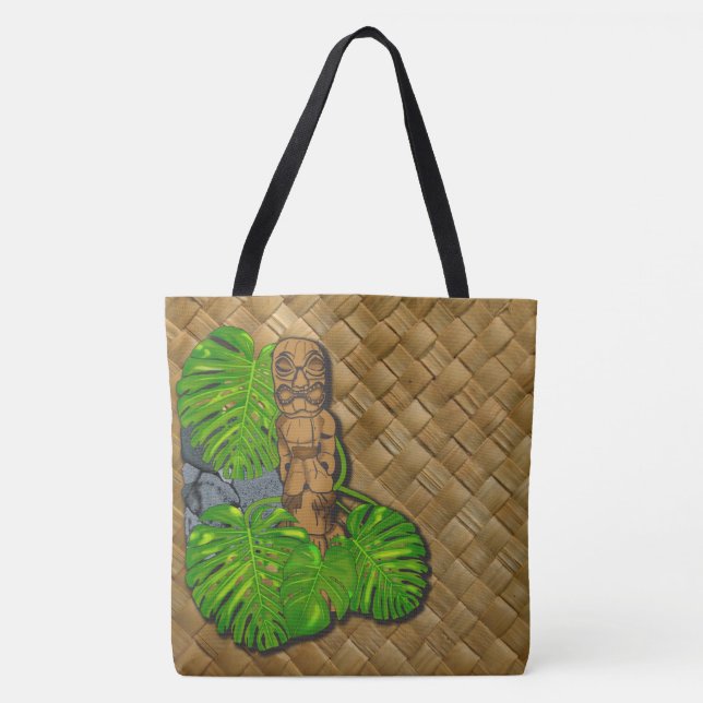Bolsa Tote Sacola havaiana do impressão de Tiki Lauhala (Frente)