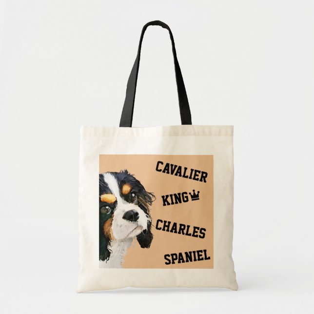 Bolsa Tote Sacola ilustrada descuidado do Spaniel de rei (Frente)