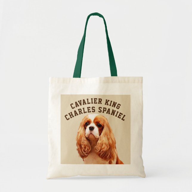 Bolsa Tote Sacola ilustrada descuidado do Spaniel de rei (Frente)