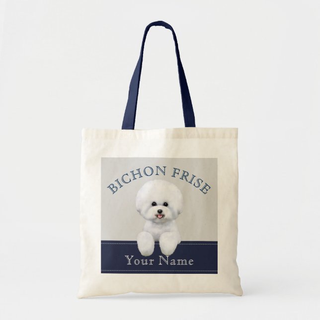 Bolsa Tote Sacola ilustrada Frise de Bichon (Frente)