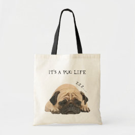 Bolsa Tote Sacola ilustrada Pug do sono