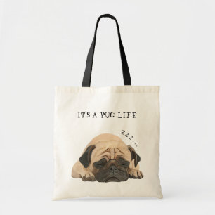 Bolsa Tote Sacola ilustrada Pug do sono