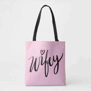 Bolsa Tote Sacola indicada por letras da mão bonito WIFEY