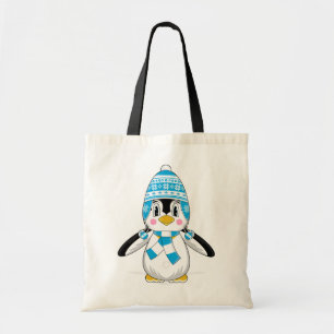 Bolsa Tote Sacola lanoso do pinguim do chapéu