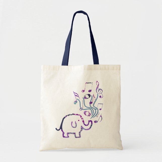 Bolsa Tote sacola lindo das notas musicais do elefante (Frente)