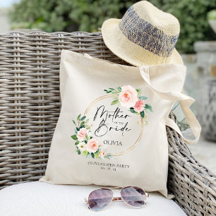 Bolsa Tote Sacola Mãe da Noiva com Coroa Floral Rosada