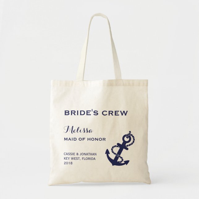 Bolsa Tote Sacola náutica do casamento da âncora (Frente)