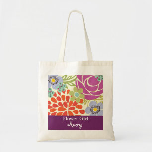 Bolsa Tote Sacola nupcial personalizada floral roxa do