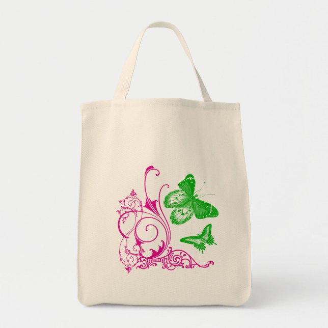 Bolsa Tote Sacola orgânica azul da borboleta (Frente)