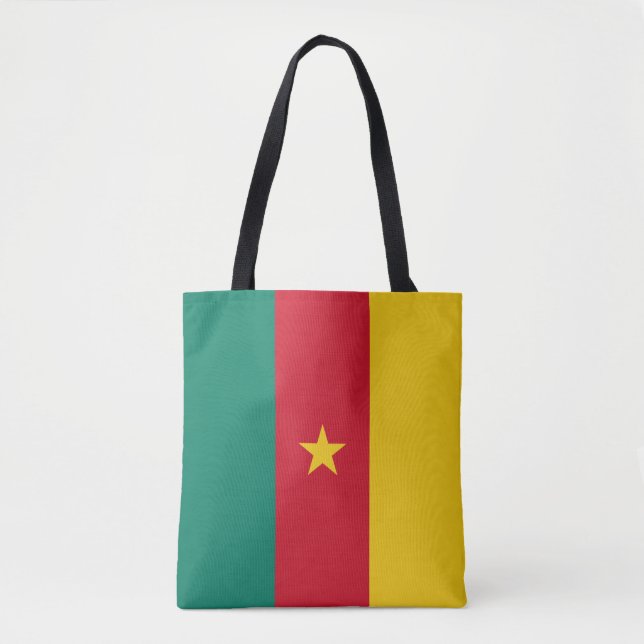 Bolsa Tote Sacola Patriótica com a Bandeira dos Camarões (Frente)