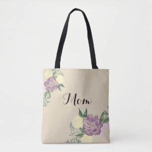 Bolsa Tote Sacola personalizada da flor da aguarela