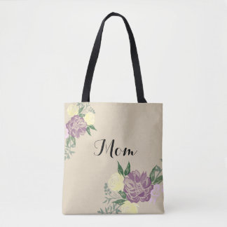 Bolsa Tote Sacola personalizada da flor da aguarela