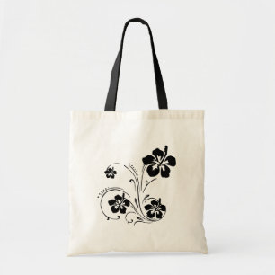 Bolsa Tote Sacola personalizada da flor estêncil preto