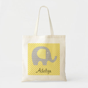 Bolsa Tote Sacola personalizada de Chevron elefante amarelo