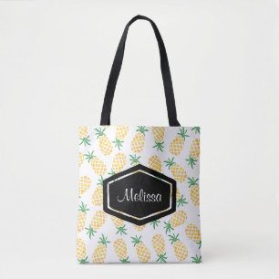 Bolsa Tote Sacola personalizada do abacaxi da aguarela