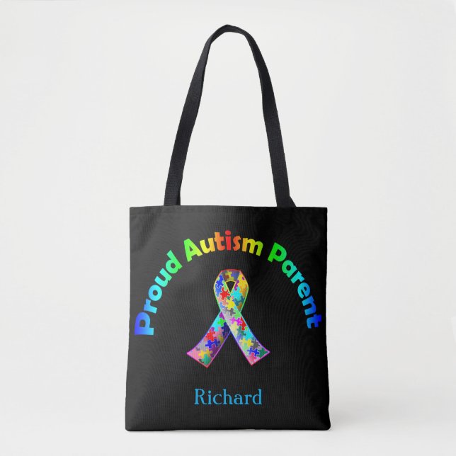 Bolsa Tote Sacola personalizada do autismo pai orgulhoso (Frente)