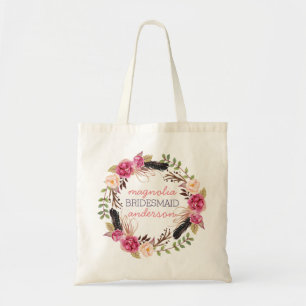 Bolsa Tote Sacola personalizada floral da dama de honra