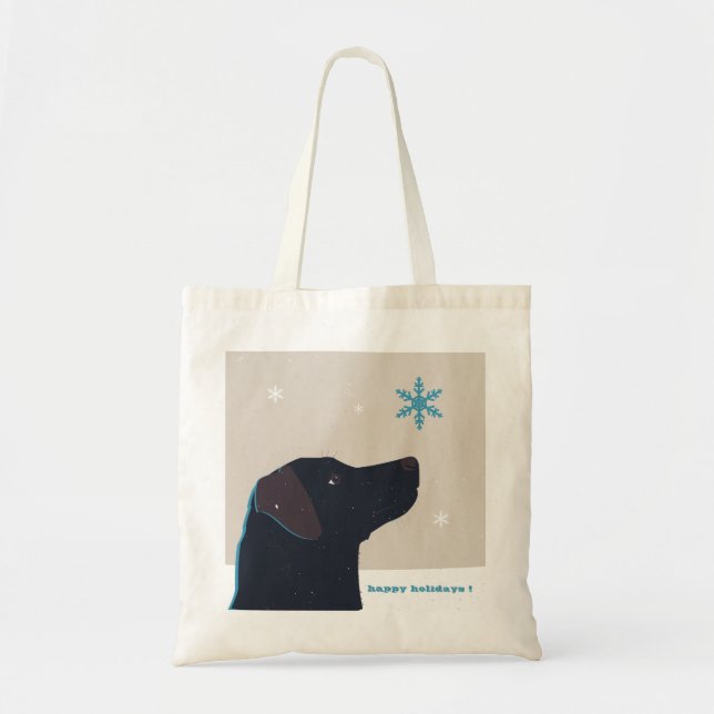 Bolsa Tote Sacola preta festiva de Labrador (Frente)