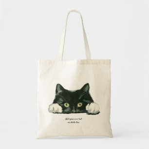 Bolsa Tote sacola preto e branco bonito do gato