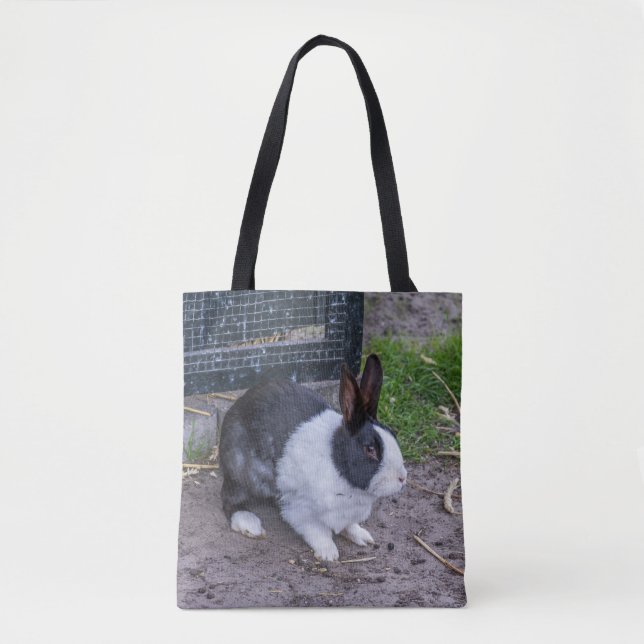 Bolsa Tote Sacola preto e branco do coelho (Frente)