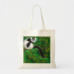 Bolsa Tote Sacola preto e branco do Lemur de Ruffed