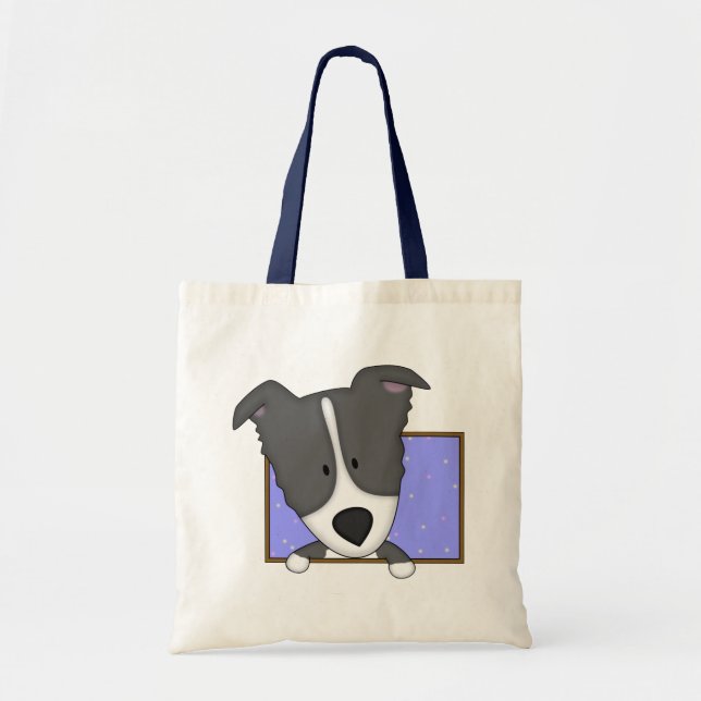 Bolsa Tote Sacola quadro de border collie dos desenhos (Frente)