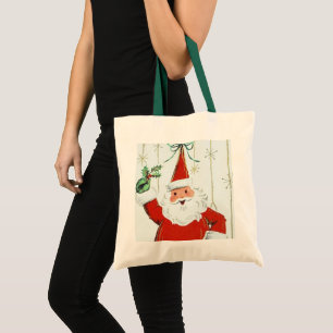 Bolsa Tote Sacola retro do feriado do papai noel do natal