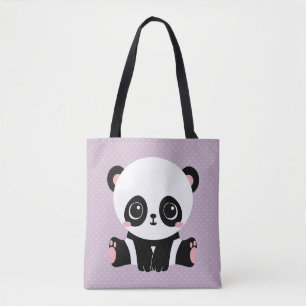 Bolsa Tote Sacola roxa da panda do bebê