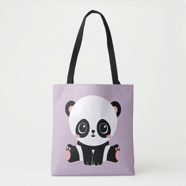Bolsa Tote Sacola roxa da panda do bebê (Frente)
